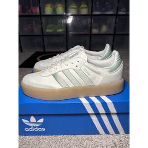 Womens Adidas Sambae Off White Linen Silver Sneakers IG1947 Size 9 NEW
